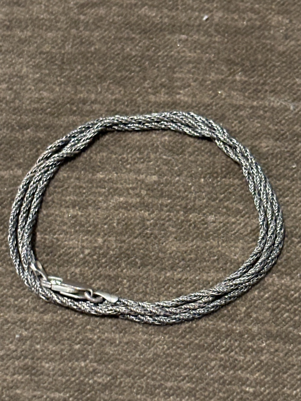 .925 Sterling Silver Rope Link Chain Necklace Vtg Fine Jewelry 18.5”